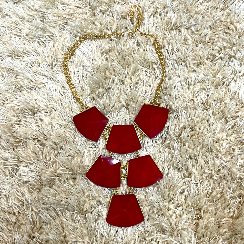 Beautiful crimson red and gold statement necklace